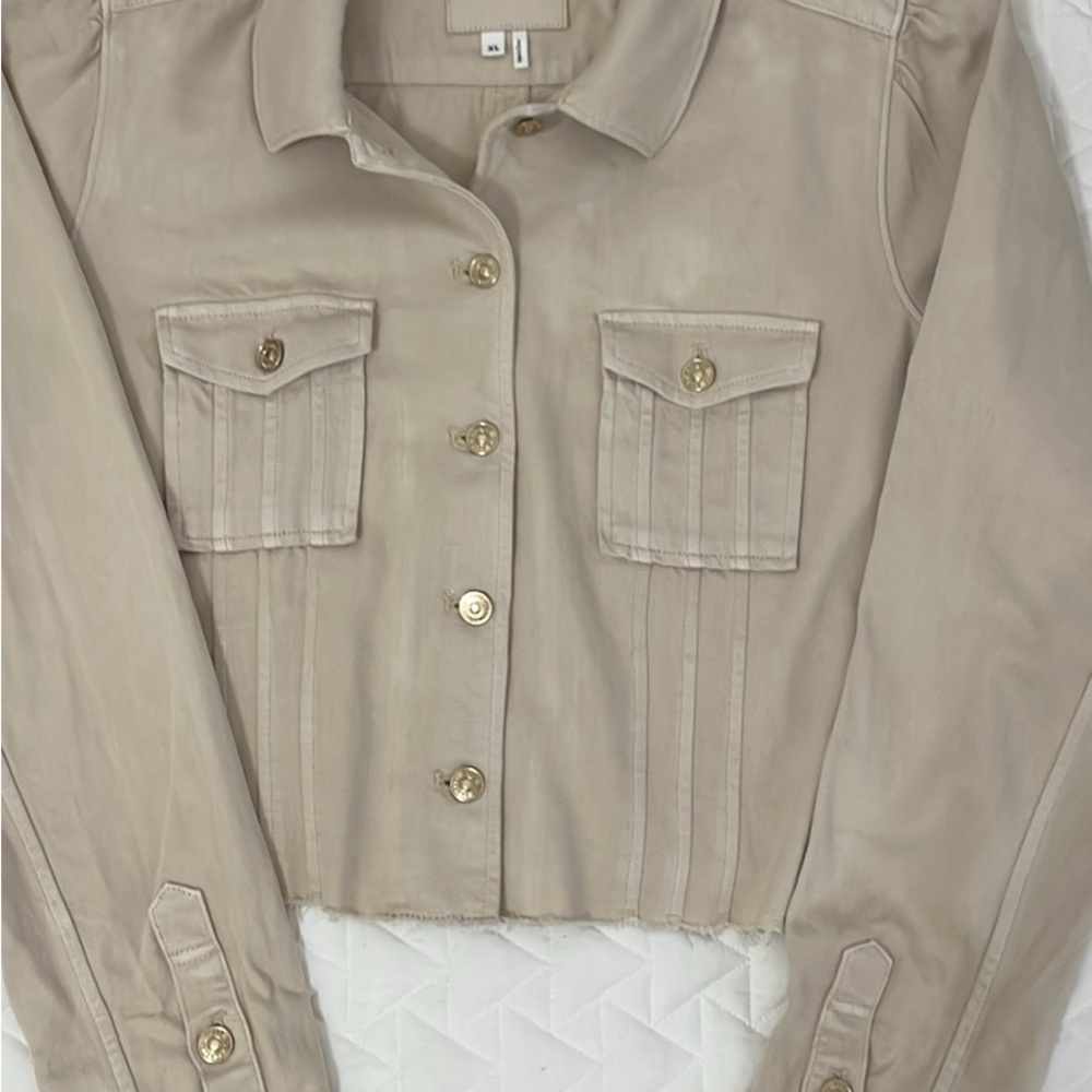 PAIGE Beige Utility Jacket with Button Front - Picture 4 of 7